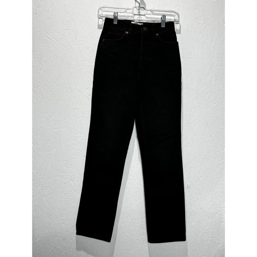 Reformation Cynthia High Rise Straight Jeans Black Size 23 Organic Cotton Blend